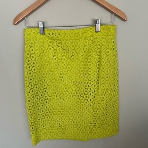 yellow textured j crew pencil skirt